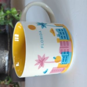 Starbucks 2013 Florida You Are Here Collection Yellow Pink Palm Tree Cup Mug